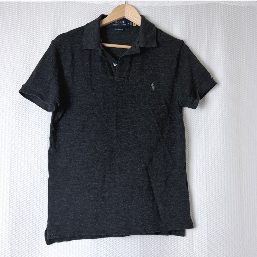 Polo Ralph Lauren Shirt Men M Dark Gray Short Sleeve Cotton Golf Preppy Office